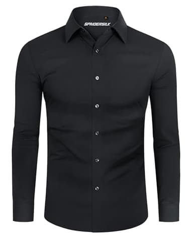 Lion Nardo Slim Fit Black Dress Shirts for Men Wrinkle Free Mens Dress Shirts Long Sleeve Big Muscle Fit Button Up Shirt - Image 7