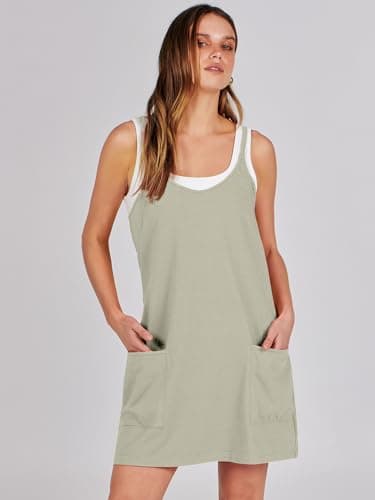 ANRABESS Women Athletic Dress Summer Tennis Workout Active Sports Mini Romper Dress Built in Shorts Travel Vacation Clothes Light Grey Small - Image 7