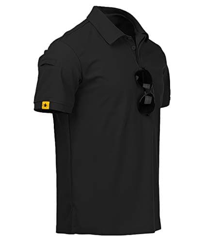 V VALANCH Black Polo Shirts for Men Short Sleeve Moisture Wicking Golf Polo Collared Sport Work Shirts,Black,L - Image 1