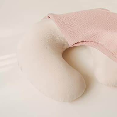 Konssy 2-Pack Muslin Nursing Pillow Covers, Soft & Adorable Nursing Covers for Breastfeeding Pillows, Slipcovers for Newborn Boys & Girls(Cream, Pink) - Image 5