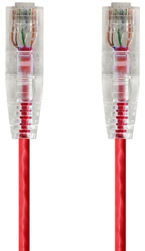 Monoprice Cat6 14ft Red Component Level Patch Cable UTP 28AWG 550MHz Pure Bare Copper Snagless RJ45 SlimRun Series Ethernet Cable - Image 1