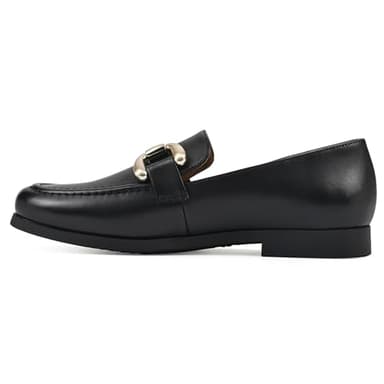 WHITE MOUNTAIN Women's Cassino Moc Toe Loafer, Black/Leather, 6 M - Image 4