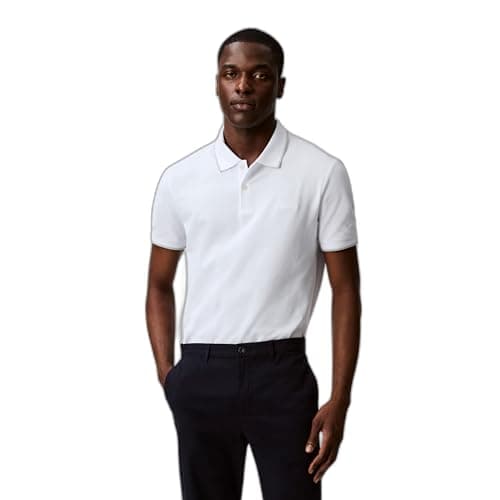 Calvin Klein Men's Stretch Pique Solid Tipped Polo Brilliant White - Image 1