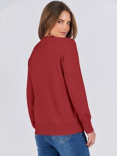 ANRABESS Sweaters for Women Long Sleeve Lightweight Crewneck Soft Basic Knit Loose Fit Pullover Top 2025 Fall Trendy Outfits Brick Red Medium - Image 6
