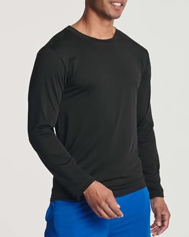 Real Essentials 4 Pack: Mens Long Sleeve Dry Fit T Shirts Hiking Fishing Workout Gym Work Sun UPF 50 Wicking Running Tee, Set 9, Large - Image 4