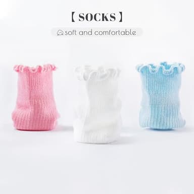 AniKigu Baby Girls Ruffle Socks Toddler Girls Frilly Dress Crew Socks 6 Pack for Kids 1-3 Years, White - Image 2