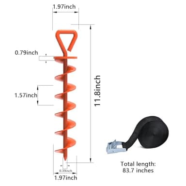 Eurmax USA Trampoline Stakes Heavy Duty Trampoline Parts Steel Stakes Anchor Kit for Trampolines Canopy Anchor Dog Tie Out Stakes -Set of 4 Bonus 4 Strong Belt(Orange) - Image 4