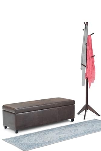 SIMPLIHOME Avalon 48 inch Wide Contemporary Rectangle Storage Ottoman Bench in Distressed Brown Vegan Faux Leather, Assembled, for the Living Room, Entryway and Family Room - Image 12