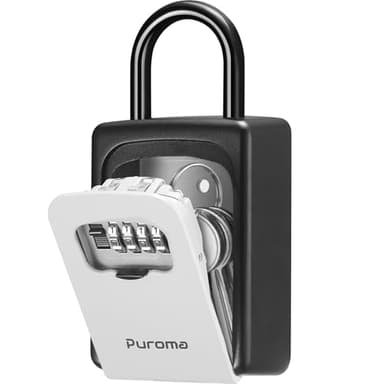 Puroma Lock Box, Large Key Lock Box Resettable Combination Code Lockbox, Portable Wall Mount Lockbox Security Safe Box for Outside Outdoor Home Office Door Handle House Key, Gray (1 Pack) - Image 1
