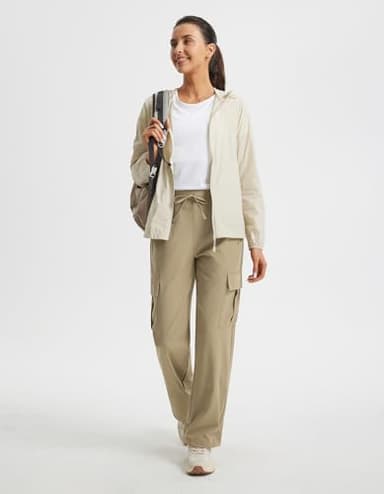 Libin Women's Cargo Hiking Pants 27" Summer Lightweight Casual Work Pants Athletic Workout Track Active Joggers Quick Dry Travel Safari Outdoor Trousers, Dark Khaki L - Image 6