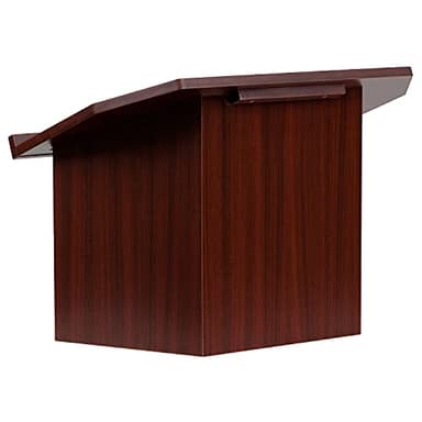 Flash Furniture Mysta Portable Tabletop Lectern with Hinged Foldable Base and Slanted Tabletop in Mahogany - Image 8