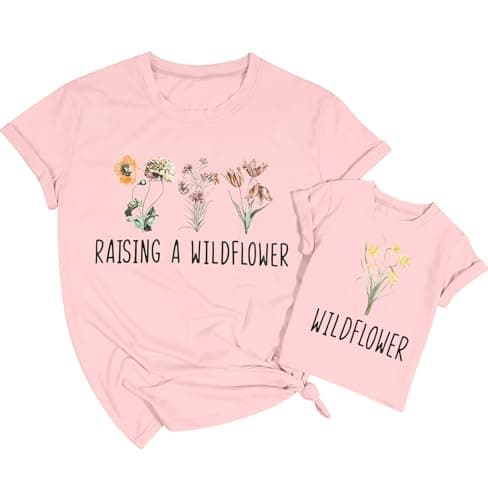 Raising A Wildflower Shirt Mom Toddler Matching Tshirt Mommy and Me Matching Tee Mother Daughter Son Mama Mini Outfit - Image 1