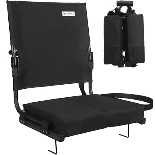 Stadium Seats for Bleachers with Back Support Wide, Portable Bleacher Chairs with Highest Back and Thick Cushion, Folding Padded Stadium Chair for Adults at Sports Events and Concerts. (Black) - Image 1