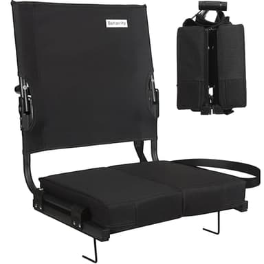 Stadium Seats for Bleachers with Back Support Wide, Portable Bleacher Chairs with Highest Back and Thick Cushion, Folding Padded Stadium Chair for Adults at Sports Events and Concerts. (Black) - Image 1