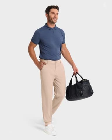 SNOWTEN Men's Golf Joggers Pants with 5 Pockets Stretch Fit Work Dress Athletic Jogger Sweatpants for Running Gym Khaki 2XL - Image 7