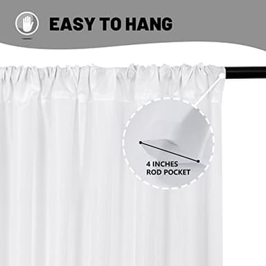 10 ft × 10 ft White Backdrop Curtain for Wedding Decor Holiday Party - White Wedding Backdrop Polyester Photography Backdrop Drapes Baby Shower Birthday Privacy Sliding Curtains Home Decor, 2 Panels - Image 5