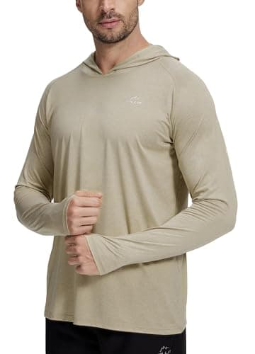 Willit Men's Sun Shirts UPF 50+ Rash Guard Long Sleeve Sun Protection Hoodie SPF UV Fishing Lightweight Athletic Running Oat L - Image 1