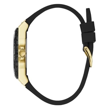 GUESS Gold-Tone Stainless Steel + Black Stain Resistant Watch with Day + Date Functions. Color: Black (Model: U1053L7) - Image 3