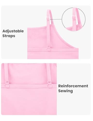 Auranso Girls Undershirts Toddler Cami Camisole Adjustable Straps Sleeveless Cotton Tank Tops for Girls Pink 9-10 Years - Image 2