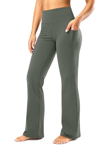28"/30"/32"/34" Inseam Women's Bootcut Yoga Pants Long Bootleg High-Waisted Flare Pants with Pockets(Sage,28-S) - Image 1