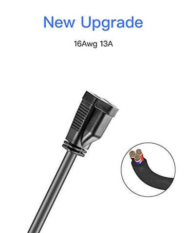 KMC Power Extension Cord 10-Pack, Outlet Saver, 16AWG 3 Prong, 1-Foot Cord - Image 2