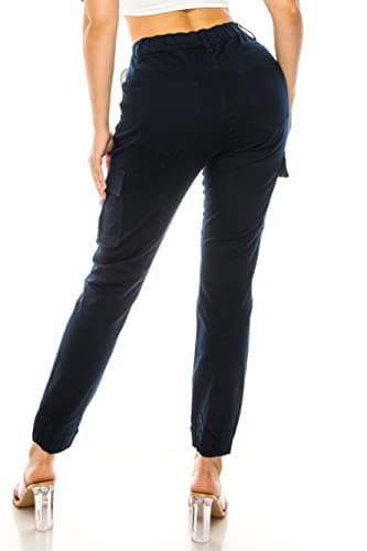 Double Denim January 5th High Waisted Cargo Joggers Pants for Women – Baggy Fleece-Lined Casual Sweatpants with Pockets Streetwear SCP-2049 Navy 1X - Image 3