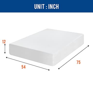 FDW | 12 Inch Full Mattress | Medium Firm | Gel Memory Foam Mattress | White | Bed in a Box, CertiPUR-US Certified | Pressure Relief, Cooling Ventilated Foam | Washable Removable Cover - Image 2
