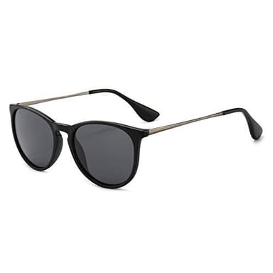 SUNGAIT Premium Vintage Round Sunglasses for Women Men Classic Retro Trendy Style (Black Frame(Matte Finish)/Polarized Grey Lens) 1567 PGHKH - Image 1