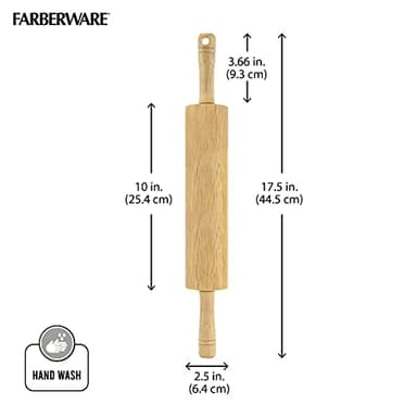 FARBERWARE Classic Wood Rolling Pin, 18-Inch Hardwood Dough Roller for Baking Pizza, Pies, Pastry and Cookies, Ergonomic Handles, Kitchen Essential - Image 5