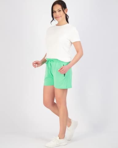 Real Essentials 4 Pack: Womens Athletic Dry-Fit Lounge Shorts with Zipper Pockets (Available in Plus Size) - Image 4