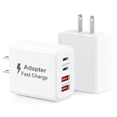USB C Charger Block 40W, 2Pack 4-Port Type C Fast Charging Blocks PD USBC Plug Adapter + QC USB Wall Charger Cube Multiport Brick Compatible with iPhone 16 15 14 13 12 11 Pro Max XS, Samsung - Image 1