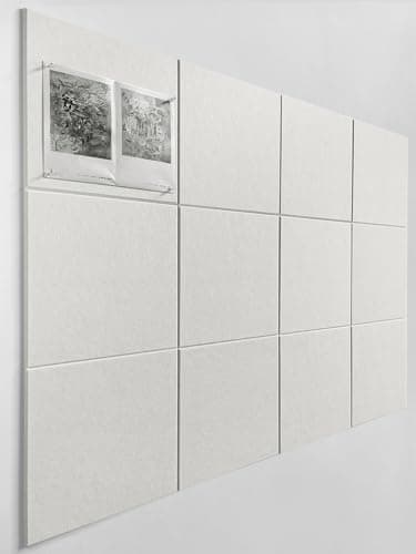 DECORITA Felt Wall Tiles | Large Cork Board Alternative | Aesthetic Felt Bulletin Board for Office, Home & Classroom | Large Cork Boards for Walls Pinboard (12-Pack) | Snow White - Image 1