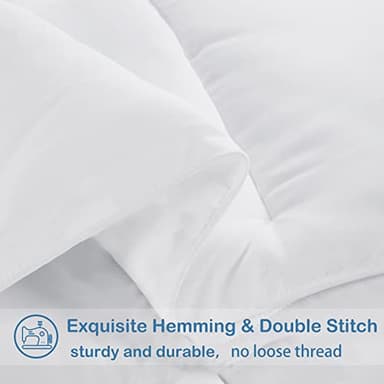 EASELAND King Size Down Alternative Comforter - Quilted Duvet Insert for All Seasons, Soft Lightweight with Corner Tabs, Summer Winter Warm Bedding, White 90x102 Inches - Image 5