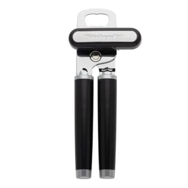 KitchenAid Classic Multifunction Can Opener and Bottle Opener Easy to Use, Razor Sharp Stainless Steel Cutting Wheel, Soft Ergonomic Handles, Black - Image 1