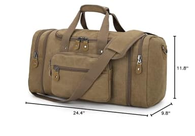 Gonex Canvas Duffle Bag for Travel, 50L Duffel Overnight Weekend Bag(Coffee) - Image 7