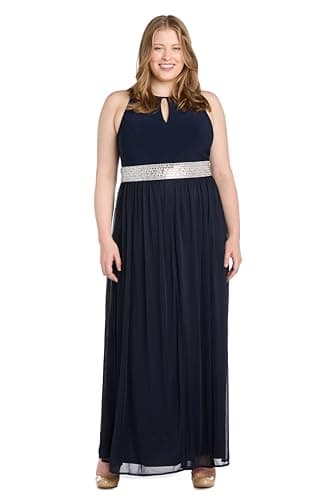 R&M Richards Women's Flowing Glam Evening Dress, Navy - Image 4