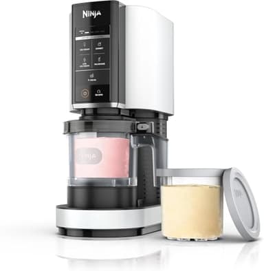 Ninja CREAMi Ice Cream Maker, 5 One-Touch Programs, Includes (2) 16oz Pints with Lids, Transform Frozen Bases to Ice Cream, Sorbets, Milkshakes, Vegan, Dairy-Free Options, NC300 White (Renewed) - Image 1