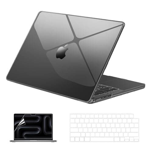 EooCoo Case Compatible with MacBook Pro 14 inch 2025 2024-2021 M4 M3 M2 M1 Pro Max Chip, Hard Shell Cases with Keyboard Cover, Screen Protector - Crystal Black - Image 1