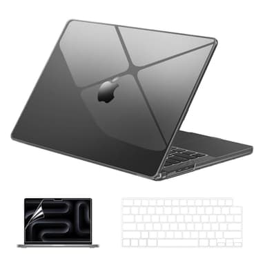EooCoo Case Compatible with MacBook Pro 14 inch 2025 2024-2021 M4 M3 M2 M1 Pro Max Chip, Hard Shell Cases with Keyboard Cover, Screen Protector - Crystal Black - Image 1