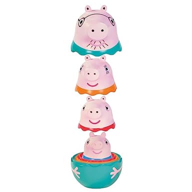 TOMY Toomies Peppa Pig - Peppa’s Nesting Family - Includes Peppa Pig, Mummy Pig, Daddy Pig and George - Nesting, Sorting & Pouring Toy - Ages 18 Months and Up - Image 1
