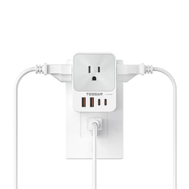 USB C Charger Block 20W PD, TESSAN 4 USB Wall Charger Fast Charging with 3 Outlet Extender Surge Protector, 3 Side Multi Port Adapter, Electric Multiple Outlet Plug for Home Office Dorm Room - Image 1