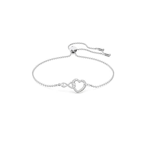 Swarovski Hyperbola Bracelet with Clear Crystals, Infinity Symbol and Heart Intertwined on a Rhodium Finished Adjustable Chain - Image 1