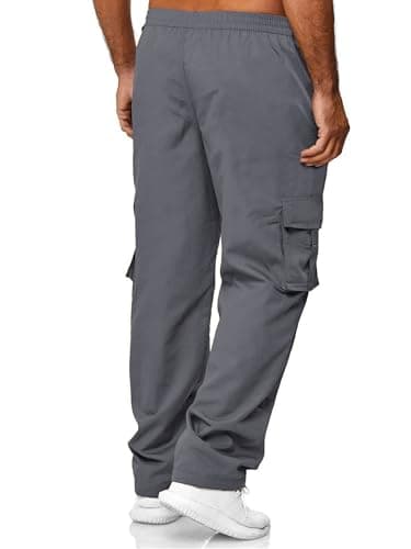 HOTake Men's Cargo Pants Casual Joggers Pants Sweatpants with Pockets Mens Athletic Pants Small Dim Grey - Image 2