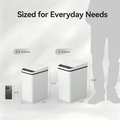 FRESHLIX Bathroom Garbage Can with Lid, 2.6 Gallon Diaper Trash Can, Automatic Trash Cans Touchless, Slim Waterproof Smart Commercial Trash Can for Bedroom, Bathroom, Office, Living Room, Toilet, RV - Image 2