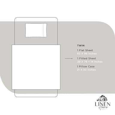 Linen Home 100% Cotton Percale Sheets Twin Size, White, Deep Pocket, 3 Pieces Set - 1 Flat, 1 Deep Pocket Fitted Sheet and 1 Pillowcase, Crisp Cool and Strong Bed Linen - Image 6