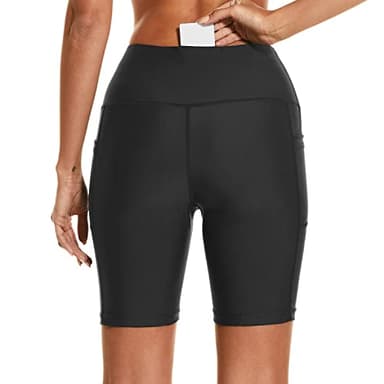 HODOSPORTS Women's 7'' Swim Shorts UPF 50+ High Waisted Board Shorts with Pockets Liner Quick Dry Swimsuit Bottoms Black XXL - Image 3