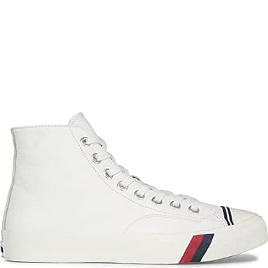 PRO-Keds Men's Royal Hi Lace Up Fashion Sneaker, White Leather, 8.5 - Image 1