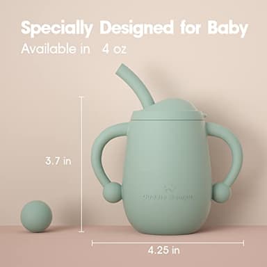 Cuddle Campus Pack of 2 Silicone Baby Training Cup, Shatterproof Toddler Sippy Cups with Straw, Open Cup for Baby, 6+ Months 4 Oz, Boothbay - Image 3