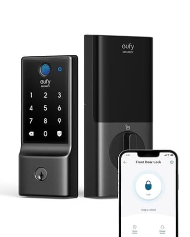 eufy Security Smart Lock C220, Fingerprint Keyless Entry Door Lock, Built-in Wi-Fi, App Remote Control, Front Door Smart Lock Deadbolt, 8Months Battery, Reliable Power, IP53 Waterproof, BHMA Grade 3 - Image 1