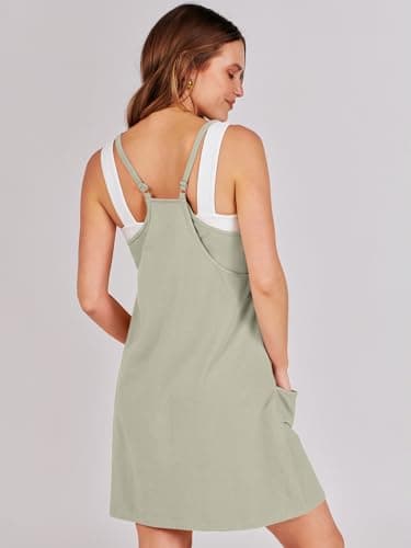 ANRABESS Women Athletic Dress Summer Tennis Workout Active Sports Mini Romper Dress Built in Shorts Travel Vacation Clothes Light Grey Small - Image 5
